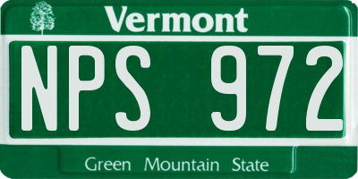 VT license plate NPS972