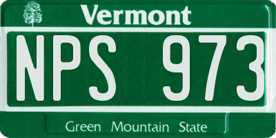 VT license plate NPS973