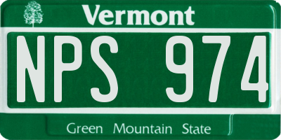 VT license plate NPS974
