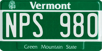 VT license plate NPS980