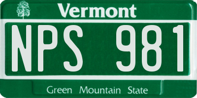 VT license plate NPS981