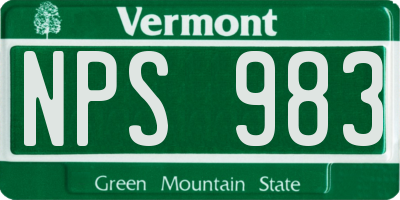 VT license plate NPS983