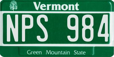 VT license plate NPS984