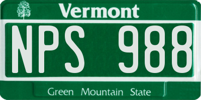 VT license plate NPS988