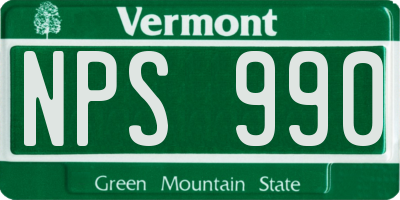 VT license plate NPS990