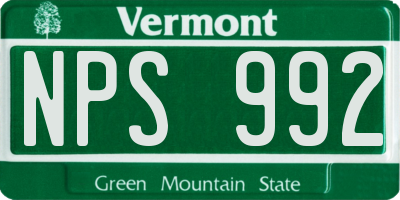 VT license plate NPS992