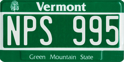 VT license plate NPS995
