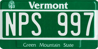 VT license plate NPS997