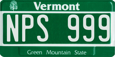 VT license plate NPS999
