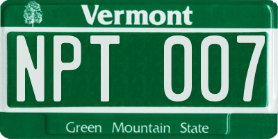 VT license plate NPT007
