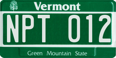 VT license plate NPT012