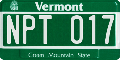 VT license plate NPT017