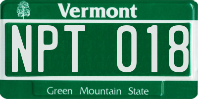 VT license plate NPT018