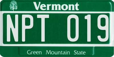 VT license plate NPT019