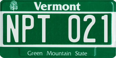 VT license plate NPT021