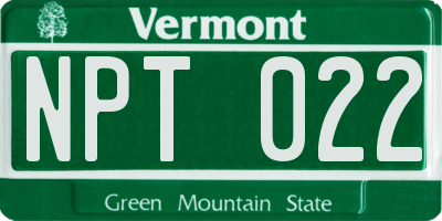 VT license plate NPT022