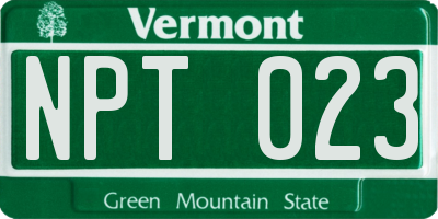VT license plate NPT023