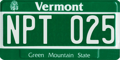 VT license plate NPT025