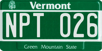 VT license plate NPT026