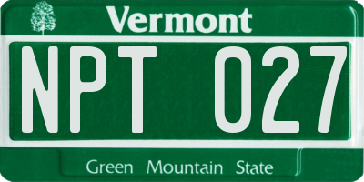 VT license plate NPT027