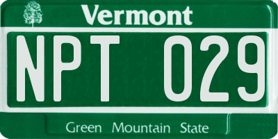 VT license plate NPT029