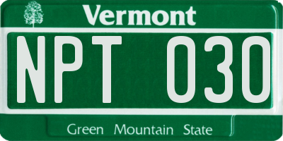 VT license plate NPT030