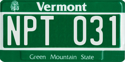 VT license plate NPT031