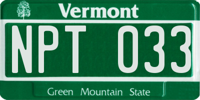 VT license plate NPT033
