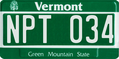 VT license plate NPT034