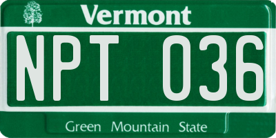 VT license plate NPT036
