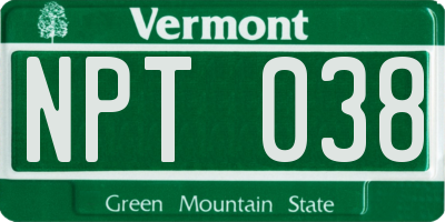 VT license plate NPT038