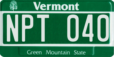 VT license plate NPT040