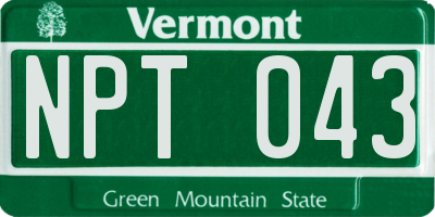 VT license plate NPT043