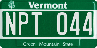 VT license plate NPT044