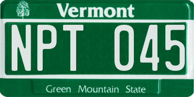 VT license plate NPT045