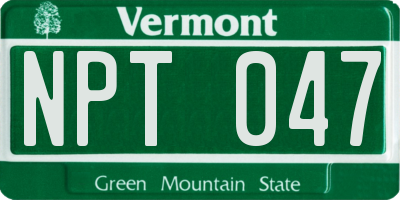 VT license plate NPT047