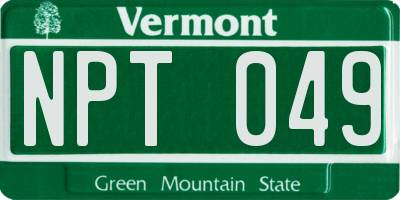 VT license plate NPT049