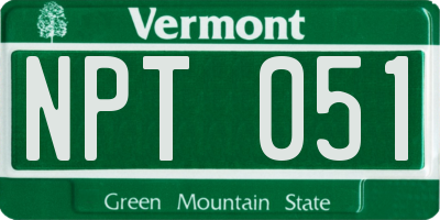 VT license plate NPT051