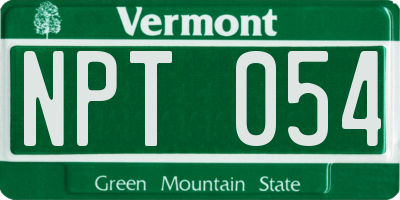 VT license plate NPT054