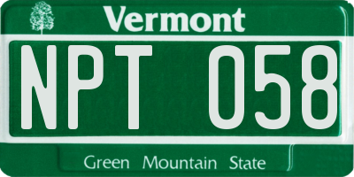 VT license plate NPT058