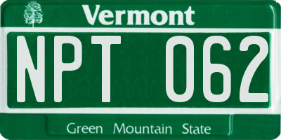 VT license plate NPT062