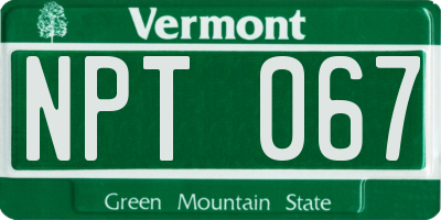 VT license plate NPT067