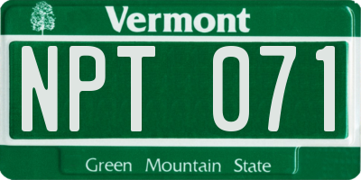 VT license plate NPT071