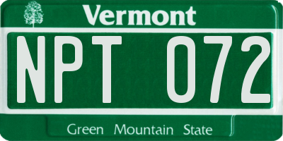 VT license plate NPT072
