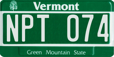 VT license plate NPT074