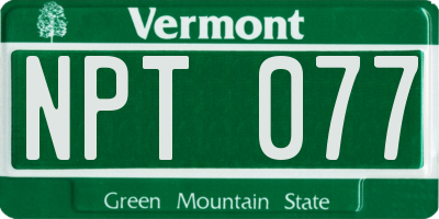 VT license plate NPT077