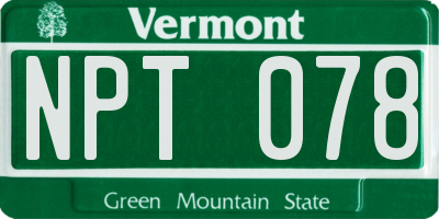 VT license plate NPT078