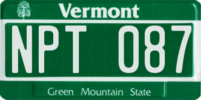 VT license plate NPT087