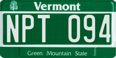 VT license plate NPT094