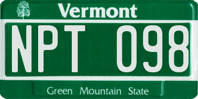 VT license plate NPT098